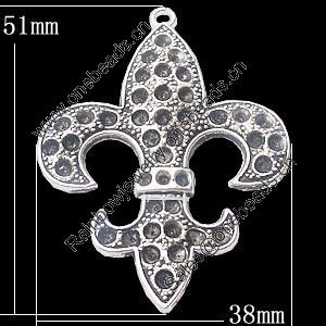 Pendant, Zinc Alloy Jewelry Findings, 38x51mm, Sold by Bag