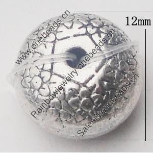 Beads, Zinc Alloy Jewelry Findings, Rondelle 12mm Hole:2mm, Sold by Bag