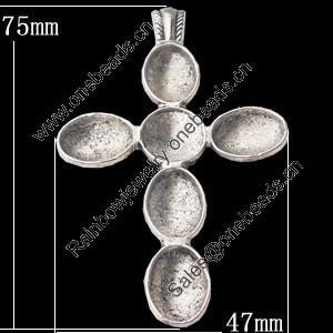 Pendant, Zinc Alloy Jewelry Findings, Cross 47x75mm, Sold by Bag