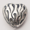 Beads, Zinc Alloy Jewelry Findings, Heart 15x14mm, Sold by Bag