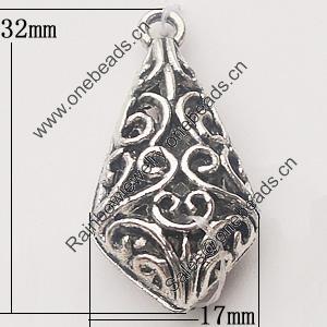 Pendant, Zinc Alloy Jewelry Findings, 17x32mm, Sold by Bag