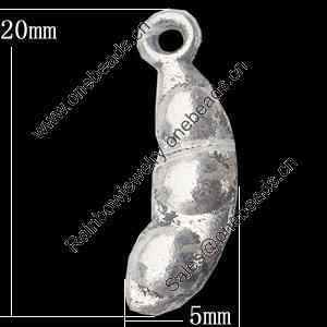 Pendant, Zinc Alloy Jewelry Findings, 5x20mm, Sold by Bag