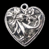 Pendant, Zinc Alloy Jewelry Findings, Heart 22x25mm, Sold by Bag