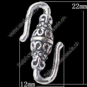 Clasps Zinc Alloy Jewelry Findings Lead-free, 12x22mm, Sold by KG