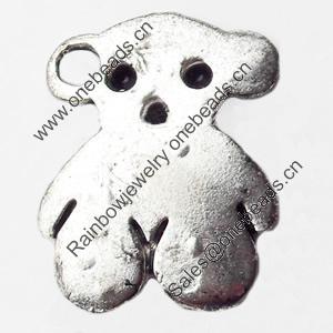 Pendant, Zinc Alloy Jewelry Findings, Bear, 12x14mm, Sold by Bag