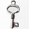 Pendant, Zinc Alloy Jewelry Findings, Key, 12x25mm, Sold by Bag