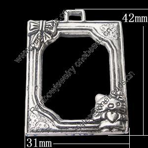 Pendant, Zinc Alloy Jewelry Findings, Rectangle 31x42mm, Sold by Bag