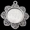 Zinc Alloy Pendant Settings, Flower Outside diameter:35x39mm, Interior diameter:20mm, Sold by Bag