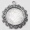 Zinc Alloy Pendant Settings, Outside diameter:30x34mm, Interior diameter:20mm, Sold by Bag