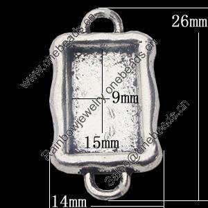 Zinc Alloy Connectors Settings, Outside diameter:14x26mm, Interior diameter:9x15mm, Sold by Bag