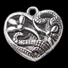 Pendant, Zinc Alloy Jewelry Findings, Heart 23x23mm, Sold by Bag