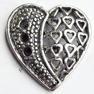 Connector, Zinc Alloy Jewelry Findings, Heart, 20x20mm, Sold by Bag