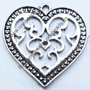 Pendant, Zinc Alloy Jewelry Findings, Heart, 27x28mm, Sold by Bag