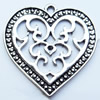 Pendant, Zinc Alloy Jewelry Findings, Heart, 27x28mm, Sold by Bag