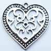 Pendant, Zinc Alloy Jewelry Findings, Heart, 27x28mm, Sold by Bag