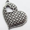 Pendant, Zinc Alloy Jewelry Findings, Heart, 25x19mm, Sold by Bag
