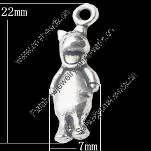 Pendant, Zinc Alloy Jewelry Findings, Animal 7x22mm, Sold by Bag