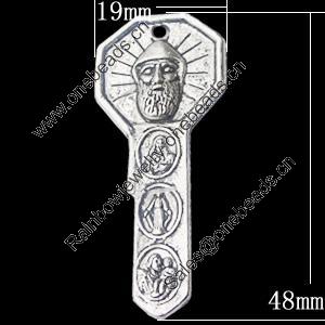 Pendant, Zinc Alloy Jewelry Findings, Key 19x48mm, Sold by Bag
