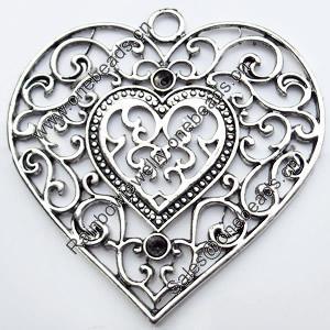 Pendant, Zinc Alloy Jewelry Findings, Heart, 58x58mm, Sold by Bag