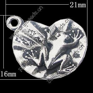 Pendant, Zinc Alloy Jewelry Findings, Heart 21x16mm, Sold by Bag