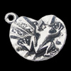 Pendant, Zinc Alloy Jewelry Findings, Heart 21x16mm, Sold by Bag