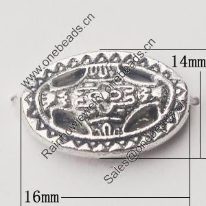 Beads, Zinc Alloy Jewelry Findings, Flat Oval 14x16mm, Sold by Bag