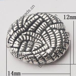 Beads, Zinc Alloy Jewelry Findings, Flat Oval 14x12mm, Sold by Bag