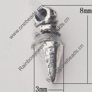 Pendant, Zinc Alloy Jewelry Findings, 3x8mm, Sold by Bag