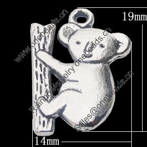 Pendant, Zinc Alloy Jewelry Findings, Animal 14x19mm, Sold by Bag