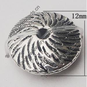 Beads, Zinc Alloy Jewelry Findings, Flat Round 12mm Hole:2mm, Sold by Bag