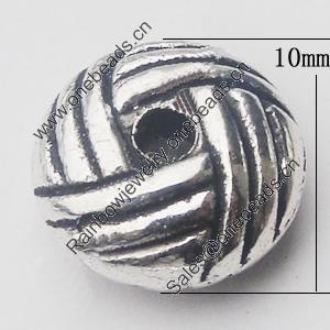 Beads, Zinc Alloy Jewelry Findings, Rondelle 10mm, Sold by Bag