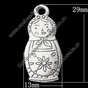 Pendant, Zinc Alloy Jewelry Findings, 13x29mm, Sold by Bag