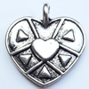 Pendant, Zinc Alloy Jewelry Findings, Heart, 18x19mm, Sold by Bag