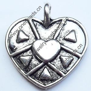 Pendant, Zinc Alloy Jewelry Findings, Heart, 18x19mm, Sold by Bag