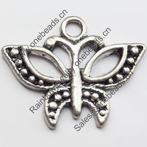 Pendant, Zinc Alloy Jewelry Findings, Butterfly, 19x15mm, Sold by Bag