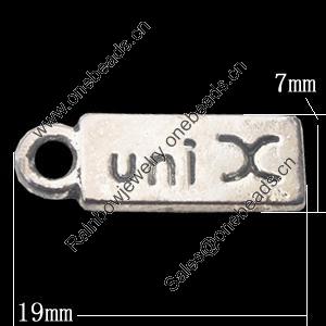 Pendant, Zinc Alloy Jewelry Findings, Rectangle 19x7mm, Sold by Bag