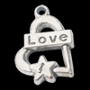 Pendant, Zinc Alloy Jewelry Findings, Heart 17x24mm, Sold by Bag