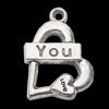 Pendant, Zinc Alloy Jewelry Findings, Heart 19x22mm, Sold by Bag