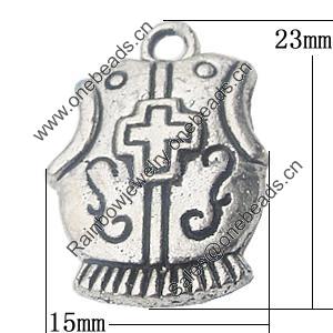 Pendant, Zinc Alloy Jewelry Findings, 15x23mm, Sold by Bag