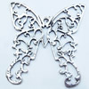 Pendant, Zinc Alloy Jewelry Findings, Butterfly, 60x62mm, Sold by Bag