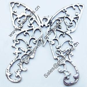 Pendant, Zinc Alloy Jewelry Findings, Butterfly, 60x62mm, Sold by Bag