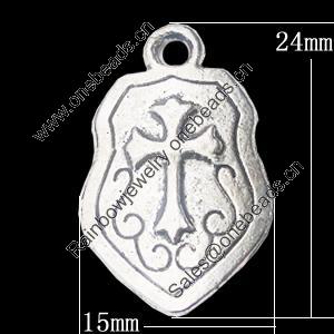 Pendant, Zinc Alloy Jewelry Findings, 15x24mm, Sold by Bag