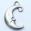 Pendant, Zinc Alloy Jewelry Findings, Moon, 13x18mm, Sold by Bag  
