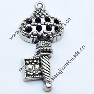 Pendant, Zinc Alloy Jewelry Findings, Key, 15x31mm, Sold by Bag  