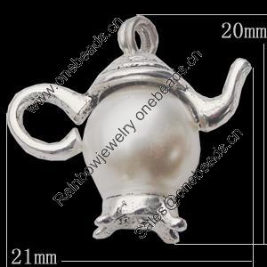 Pendant, Zinc Alloy Jewelry Findings, Pot 21x20mm, Sold by Bag  