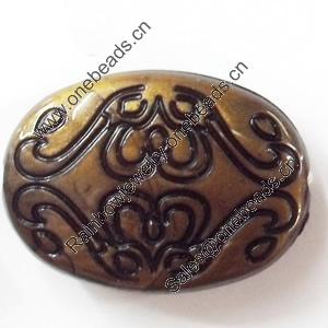 Antique Bronze Acrylic Beads, Flat Oval, 24x17mm, Sold by Bag