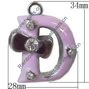 Zinc Alloy Enamel Pendants, 28x34mm Hole:Approx 2.5mm, Sold by PC  