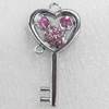 Zinc Alloy Pendants, key, 21x42mm Hole:Approx 2mm, Sold by PC