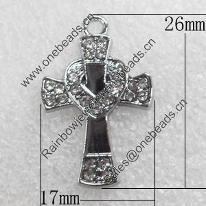 Zinc Alloy Pendants, Cross, 17x16mm Hole:Approx 2mm, Sold by PC