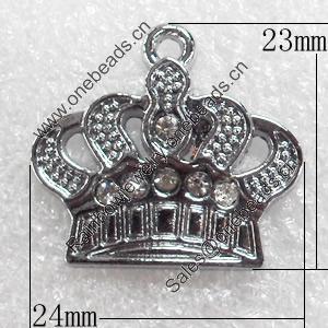 Zinc Alloy Pendants, Crown, 24x23mm Hole:Approx 2mm, Sold by PC